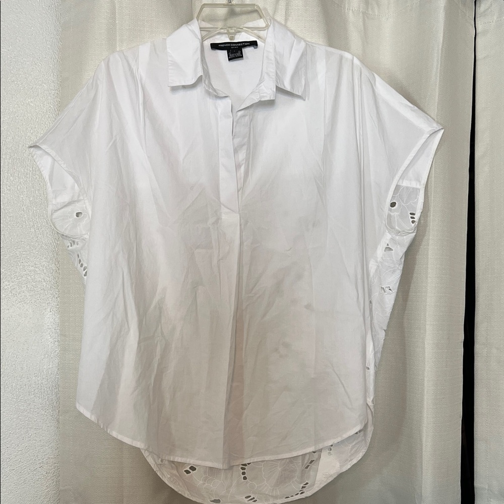 White Collared Shirt with Lace Back